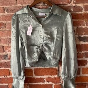Petite studio sage green blouse S